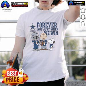 Alt Text: Original Dallas Cowboys Charlie Brown Snoopy Cowboys Forever T-Shirt celebrating team spirit and fandom.