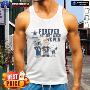 Original Dallas Cowboys Charlie Brown Snoopy 'Cowboys Forever' tank top featuring playful football-themed design.