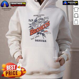 Original Denver Broncos hoodie, established 1960, showcasing team colors and logo for NFL fans.