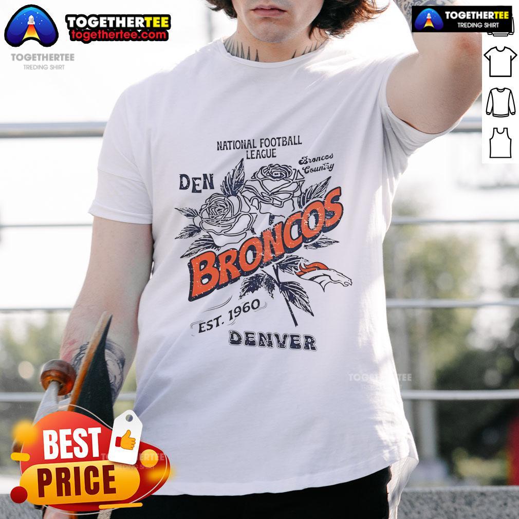 Original Denver Broncos T-Shirt featuring the NFL logo, established 1960, perfect for fans and collectors.