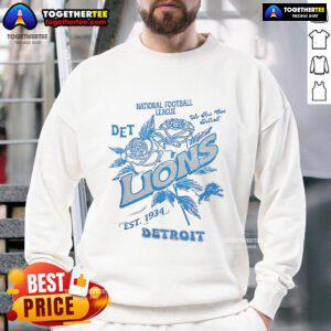 Alt Text: Original Detroit Lions Rose sweatshirt, celebrating the National Football League since 1934, perfect for fans.
