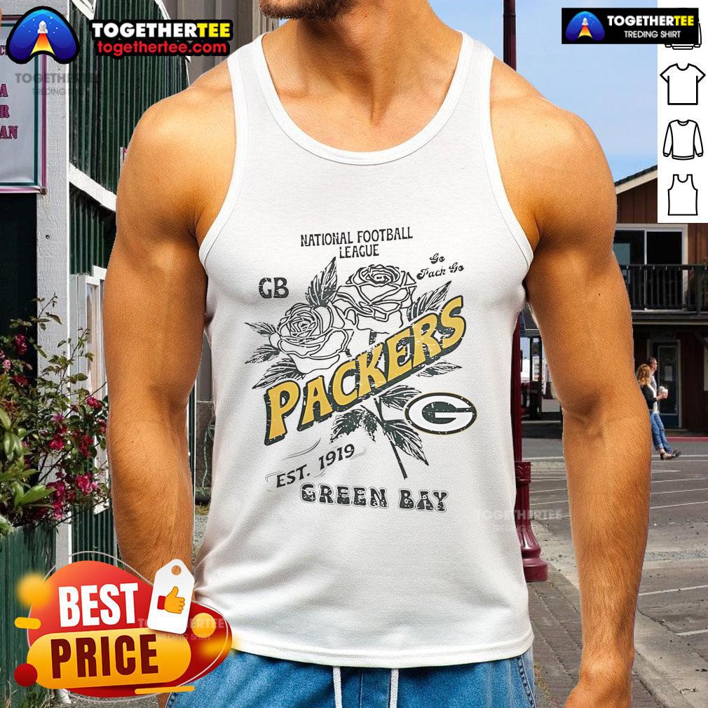 Original Green Bay Packers tank top, celebrating the NFL since 1919, featuring team colors and logo design.