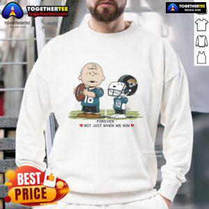 Alt Text: Original Jacksonville Jaguars Charlie Brown Snoopy sweatshirt featuring Jaguars Forever design for fans.
