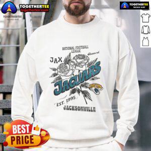 Original Jacksonville Jaguars Rose sweatshirt, National Football League, established 1995, perfect for fans and casual wear.
