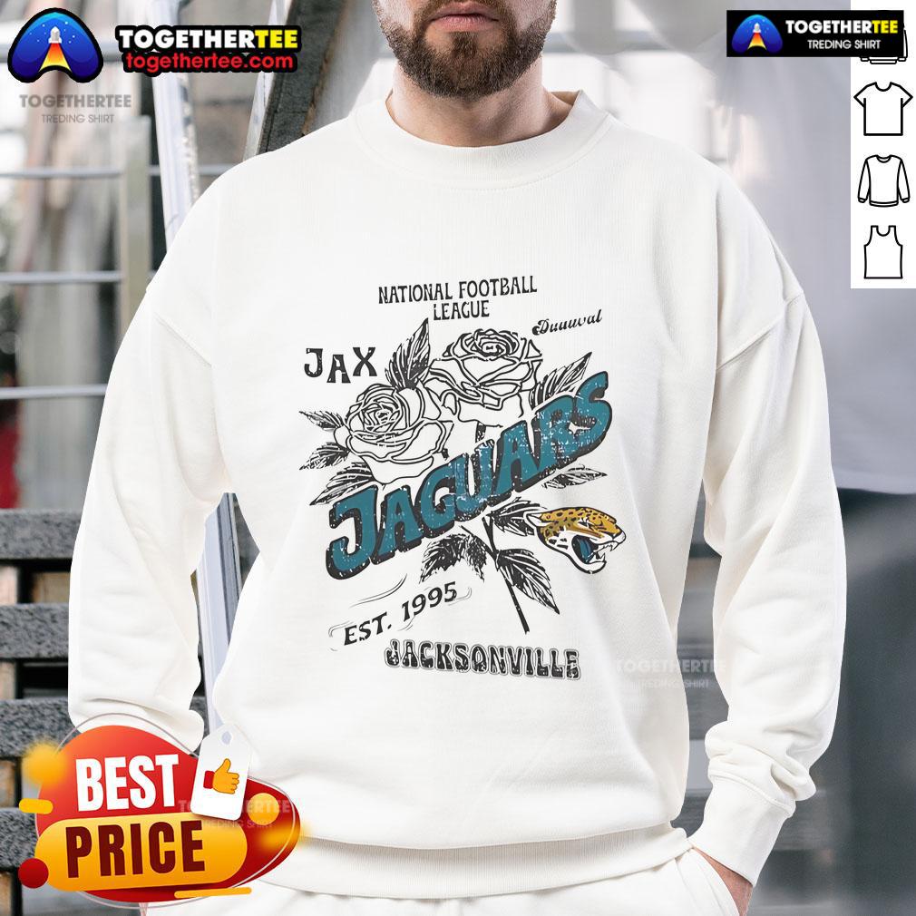 Original Jacksonville Jaguars Rose sweatshirt, National Football League, established 1995, perfect for fans and casual wear.