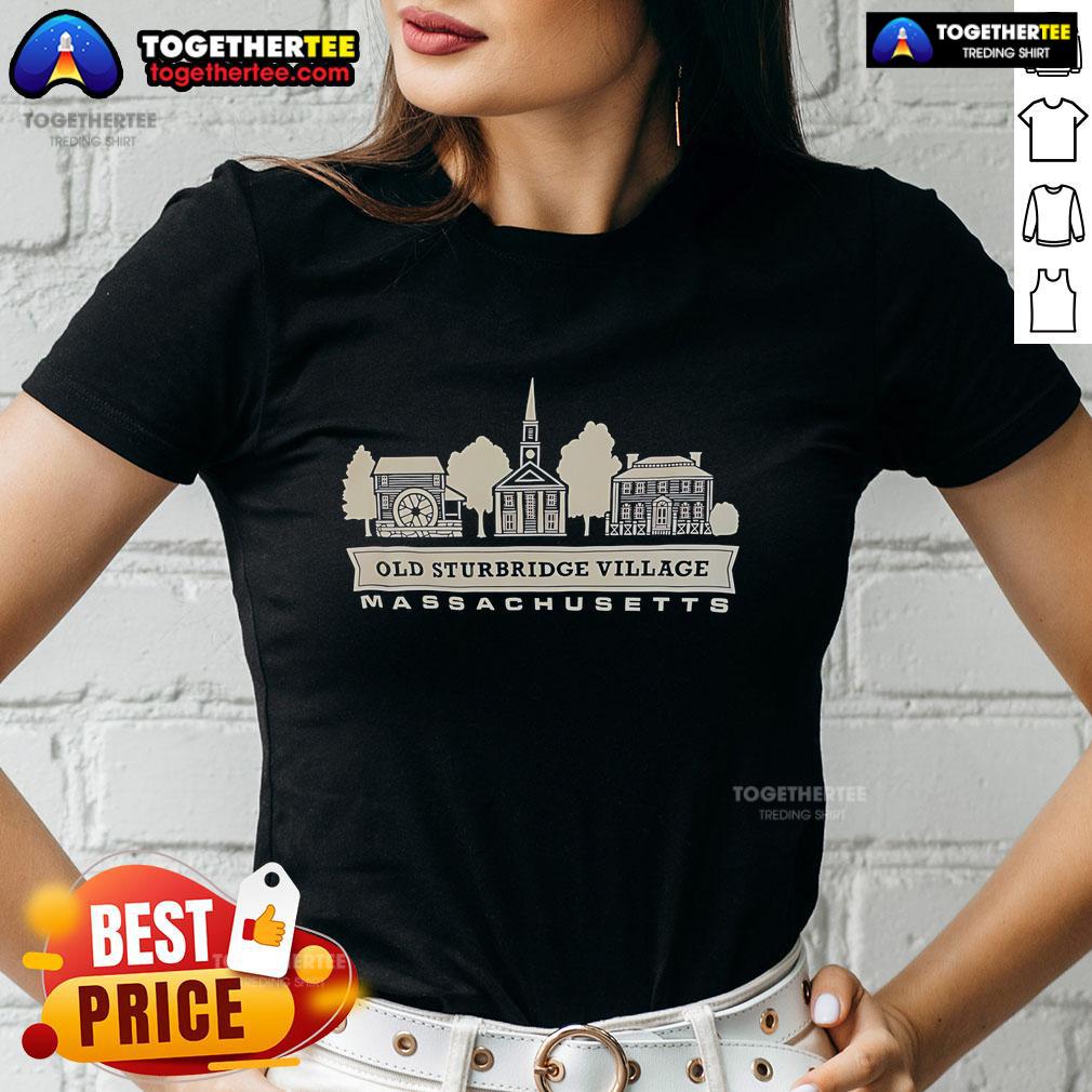 Alt Text: Original Old Sturbridge Village Massachusetts ladies tee shirt featuring a vintage design and soft fabric.