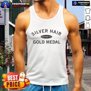 Original Silver Hair Gold Medal Senior Games USA Tank Top showcasing pride in athletic achievement for senior athletes.
