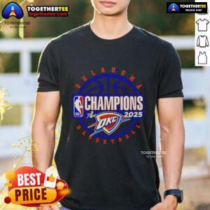Alt Text: Premium 2025 NBA Finals Champions Oklahoma City Thunder Circle T-Shirt featuring team logo and vibrant colors.