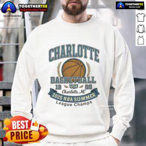 Premium Charlotte Hornets Basketball 2025 Summer League Champs Sweatshirt showcasing team colors and logo.