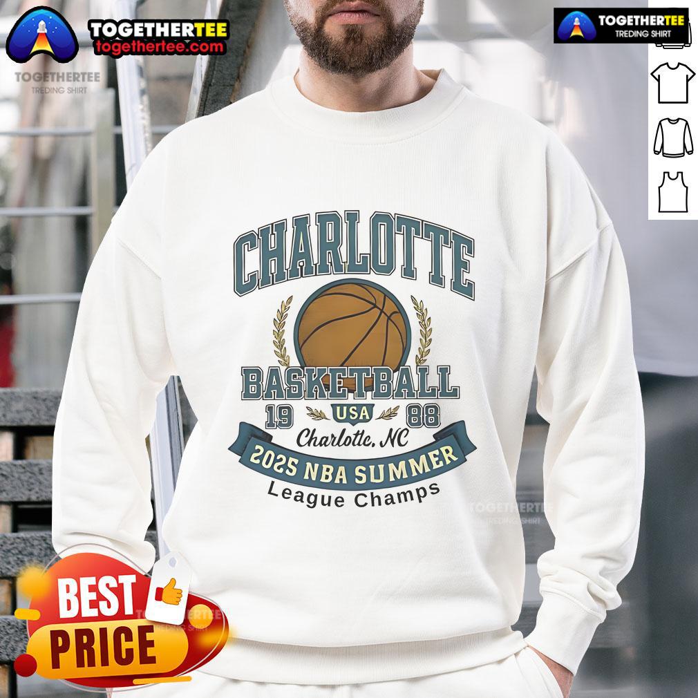 Premium Charlotte Hornets Basketball 2025 Summer League Champs Sweatshirt showcasing team colors and logo.