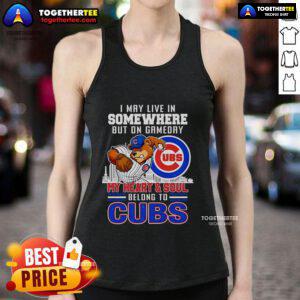 Premium tank top with 'On Gameday, My Heart and Soul Belong to Chicago Cubs' design, perfect for passionate Cubs fans.