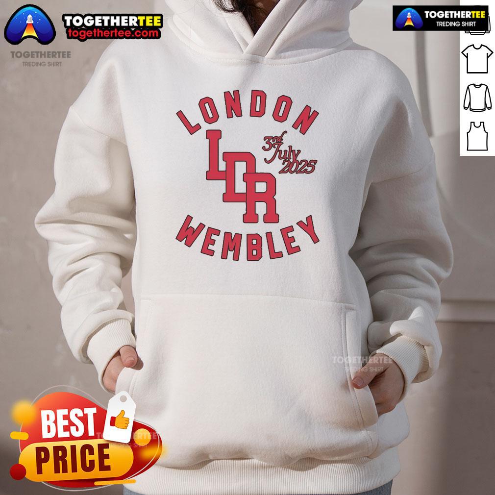 Alt Text: Premium Lana Del Rey hoodie from the London Wembley concert on March 7, 2025, showcasing stylish design and exclusive branding.