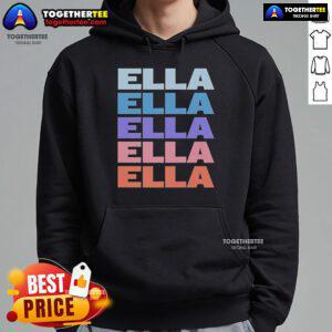 Premium modern repeated text Ella 2025 hoodie in stylish design, perfect for casual wear and fashion enthusiasts.