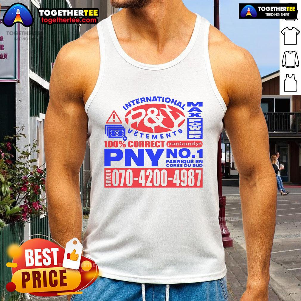 Premium PY International Vetements Max Power PNY No.1 tank top featuring a stylish design and high-quality fabric.