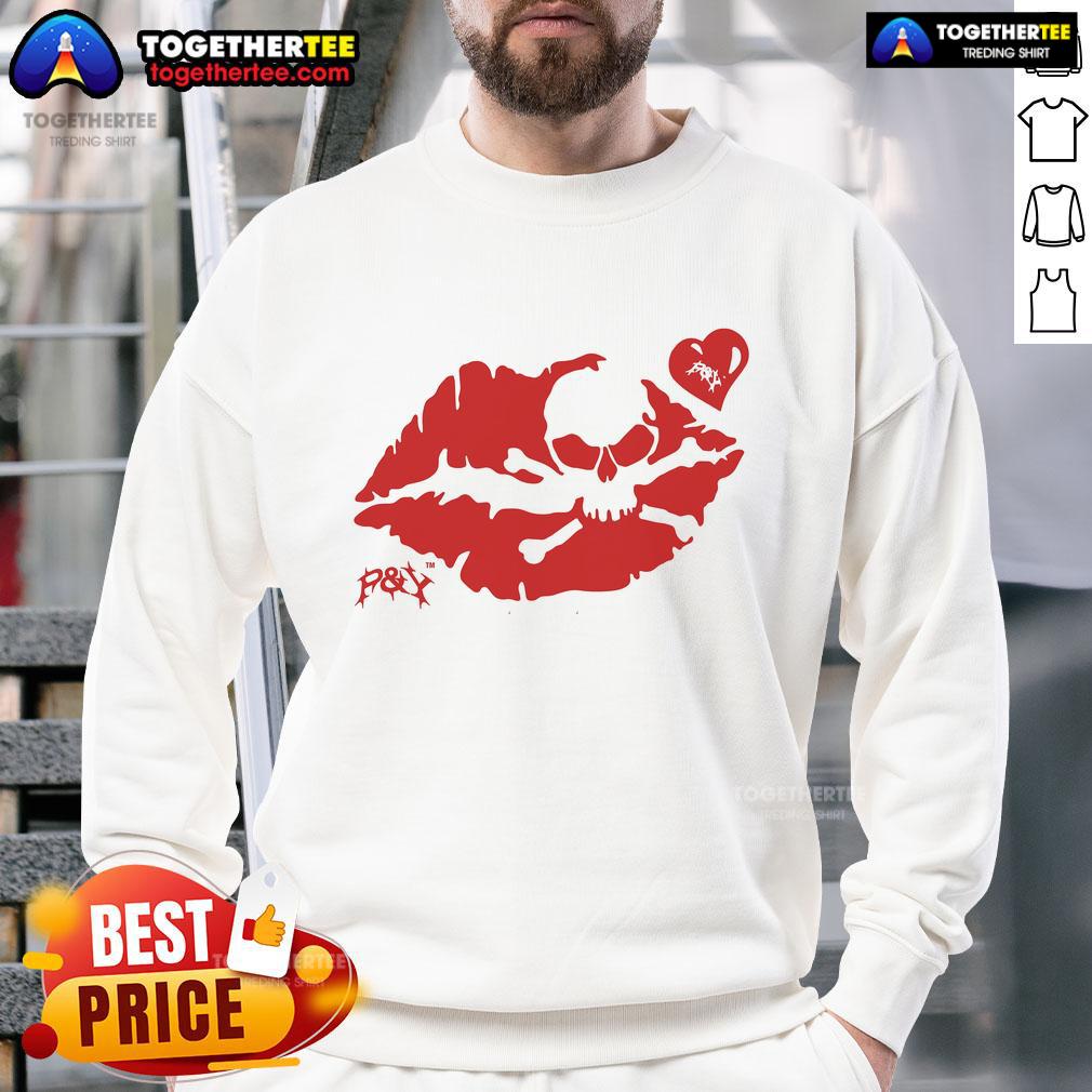 Premium PY Kiss Skull Heart Sweatshirt featuring a stylish skull and heart design, perfect for edgy fashion lovers.