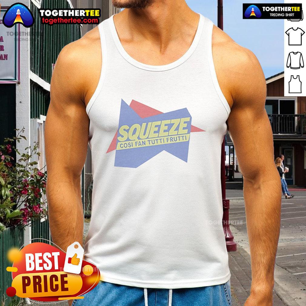 Premium Queeze Cosi Fan Tutti Frutti Tank Top in vibrant colors, perfect for summer style and casual wear.