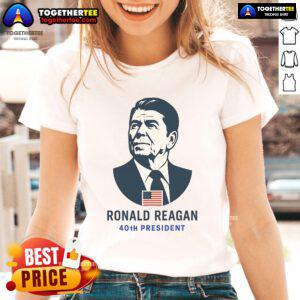 Premium Ronald Reagan 40th President minimalistic ladies tee featuring a stylish design and comfortable fit.