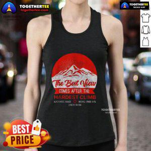 Premium tank top featuring 'The Best View Comes After The Hardest Climb' design, inspired by Alpe d'Huez, France.