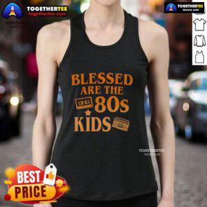 Pretty Blessed Are The 80s Kids tank top featuring vibrant retro graphics, perfect for nostalgic fashion lovers.