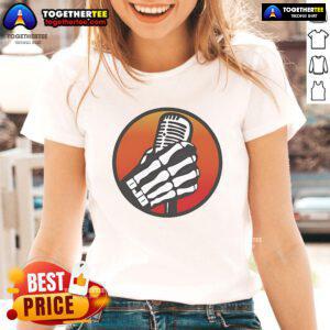Pretty Dale Jr. Download Skeleton Mic Ladies Tee featuring a stylish skeleton graphic and comfortable fit for fans.