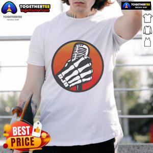 Pretty Dale Jr Download Skeleton Mic T-Shirt featuring a stylish skeleton design perfect for racing fans and apparel collectors.