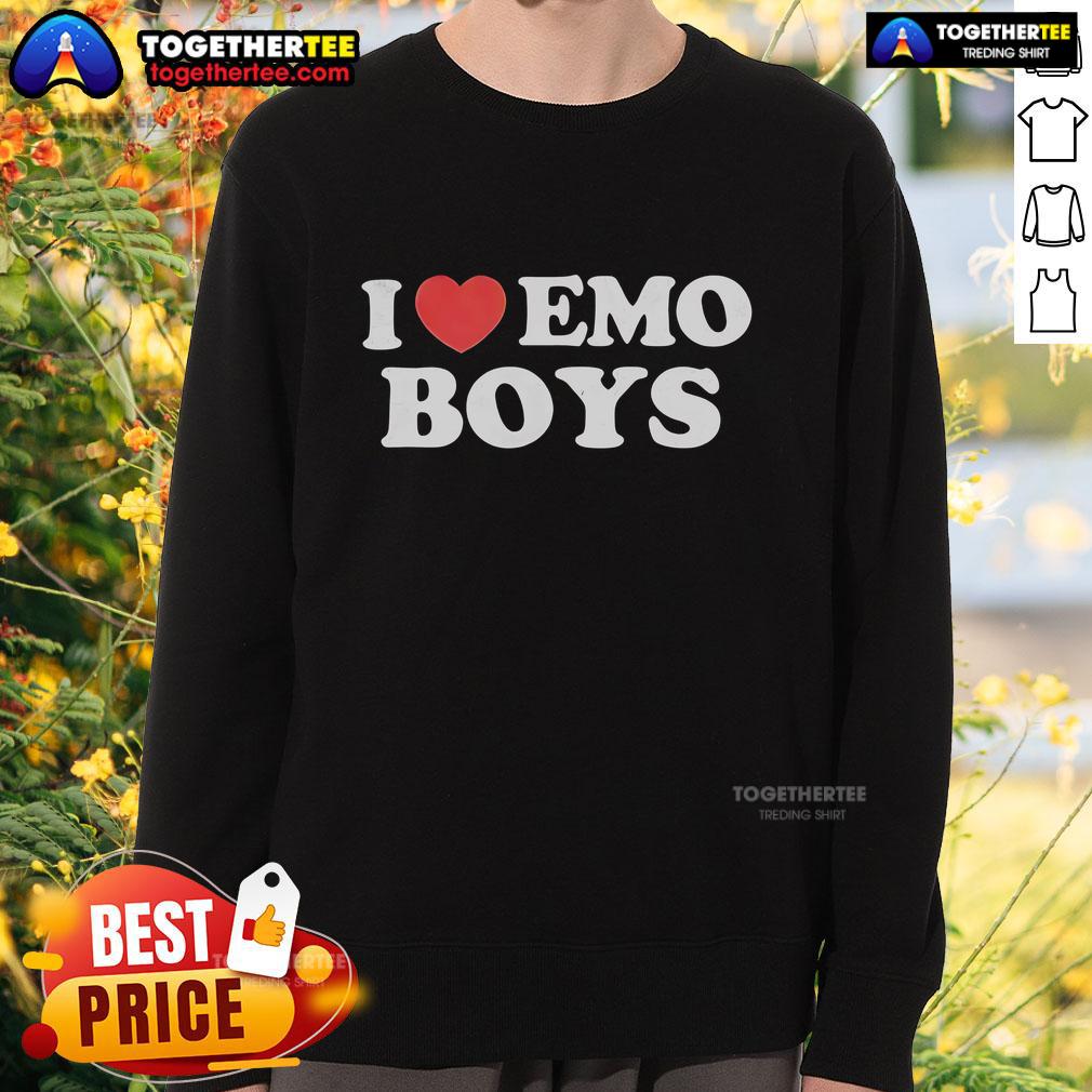 Pretty I Heart Emo Boys Sweatshirt in black, featuring a stylish graphic design for emo fashion lovers.
