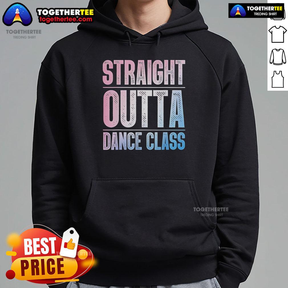 Young dancer wearing a 'Pretty Straight Outta Dance Class' hoodie, showcasing style and passion for dance.