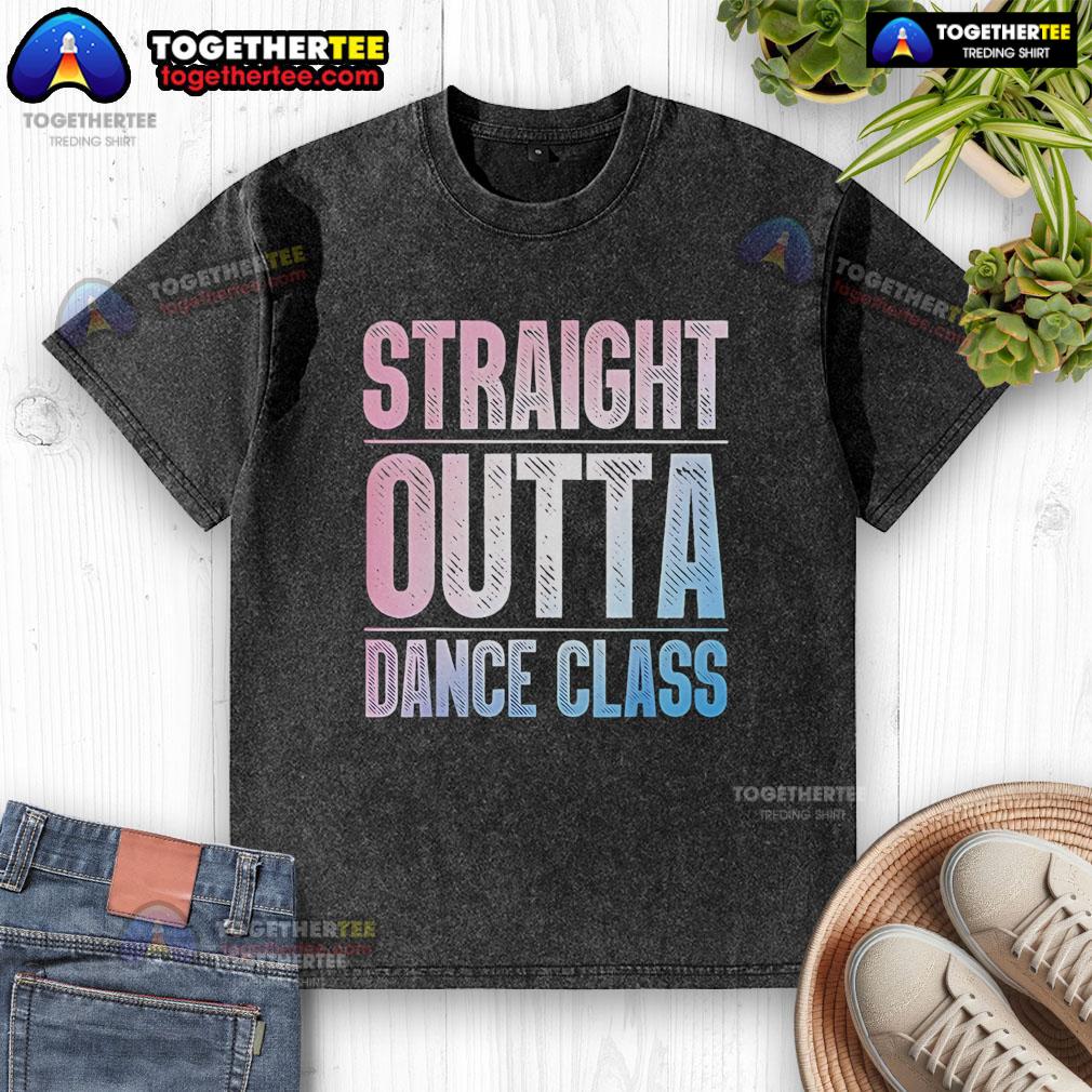 Pretty dancer in a washed t-shirt, just out of dance class, showcasing grace and style in a vibrant studio setting.