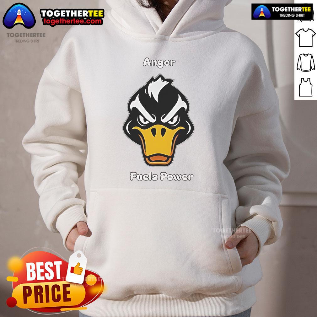 Top Angry Duck Fuels Power Hoodie featuring a vibrant graphic of an angry duck, perfect for casual wear and animal lovers.