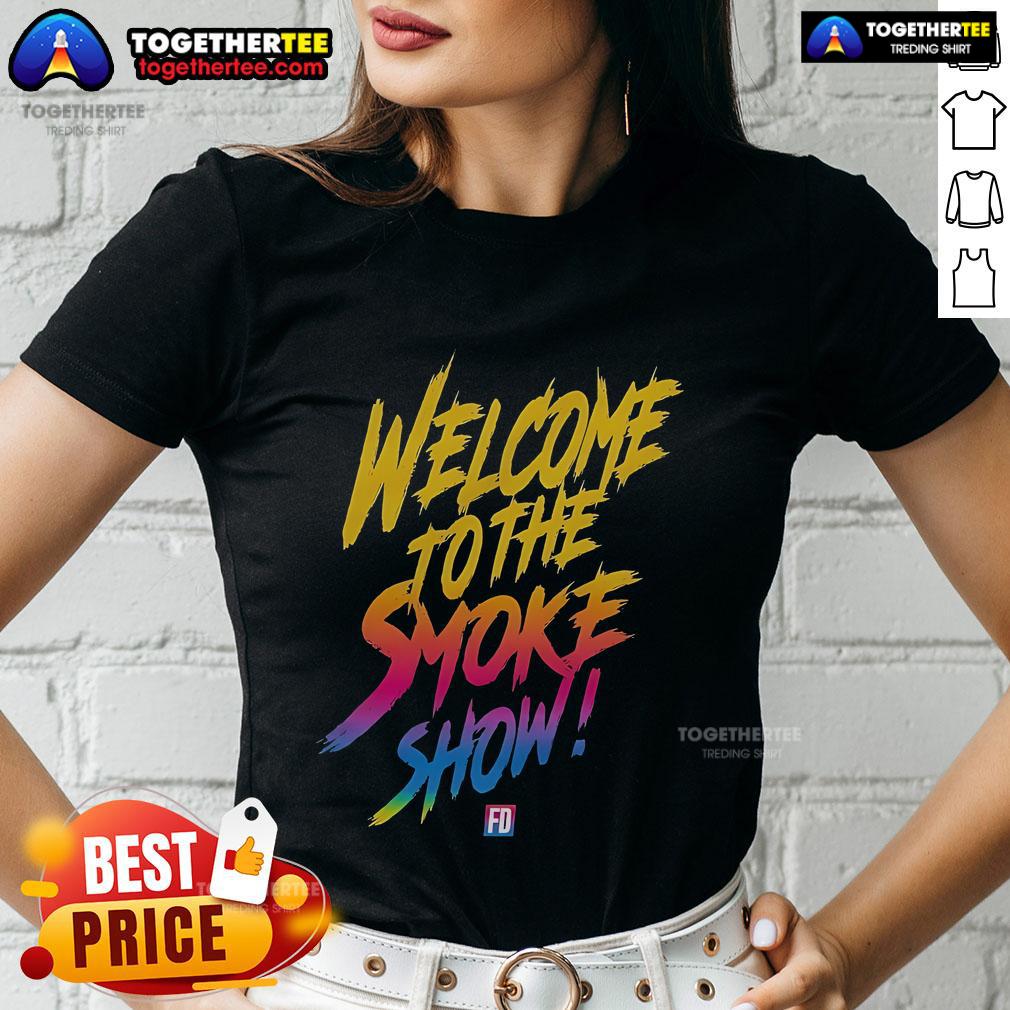 Top Formula Drift Welcome to the Smoke Show Ladies Tee featuring a stylish design for drift racing enthusiasts.