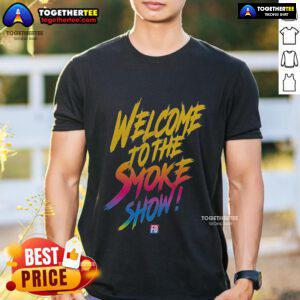 Alt Text: Top Formula Drift 'Welcome To The Smoke Show' T-Shirt featuring vibrant graphics and a stylish design for drift fans.