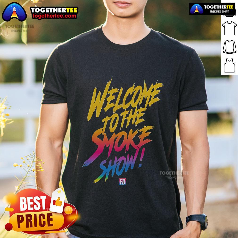 Alt Text: Top Formula Drift 'Welcome To The Smoke Show' T-Shirt featuring vibrant graphics and a stylish design for drift fans.