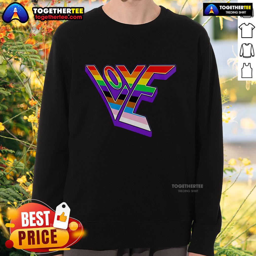 Top Love Pride Design Sweatshirt featuring a vibrant rainbow graphic, perfect for celebrating LGBTQ+ pride and love.