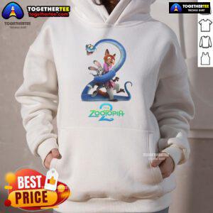 Funny Zootopia 2 Disney movie cartoon hoodie featuring vibrant characters and playful design for fans of all ages.