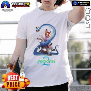 Funny Zootopia 2 Disney movie cartoon t-shirt featuring vibrant characters and playful design for fans of all ages.