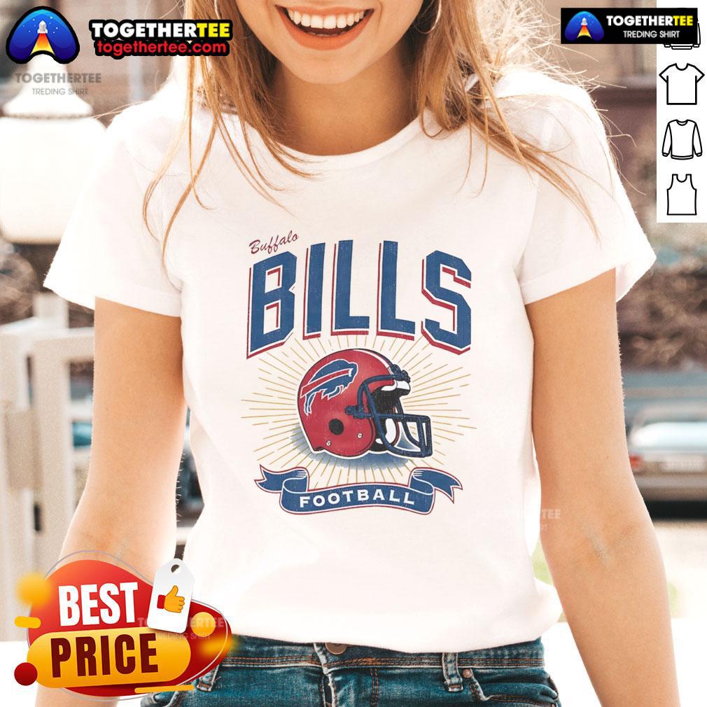 Alt Text: Ladies' tee featuring a red helmet design for the Good Buffalo Bills, perfect for fans of Franklin merchandise.