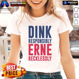 Good Dink Responsible Erne Recklessly Pickleball Ladies Tee featuring a fun pickleball design, perfect for female players.