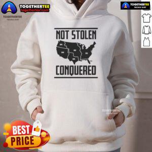 Good Not Stolen Conquered America Map Hoodie featuring a vintage-style map design for a bold statement.