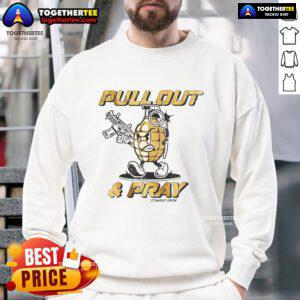 Alt Text: Good Pull Out And Pray Grenades Guns Graphic Sweatshirt featuring bold design and comfortable fit for casual wear.