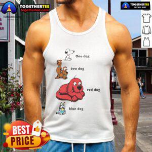 Good Snoopy dog tank top featuring red and blue dog designs, perfect for stylish pet lovers and fans of Snoopy.
