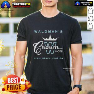 Alt Text: Good Waldman's Crown Hotel Miami Beach T-Shirt featuring vibrant graphics and a stylish design for beach lovers.
