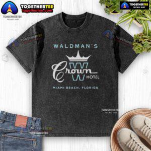 Good Waldman's Crown Hotel Miami Beach washed t-shirt featuring a vintage design and soft fabric for comfort.