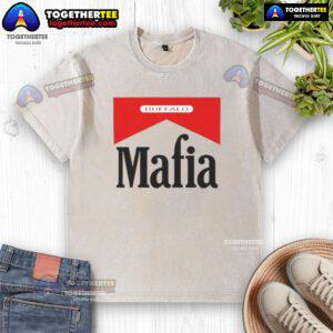Happy Buffalo Mafia Marlboro logo on a washed t-shirt, perfect for casual wear and fans of unique graphic tees.