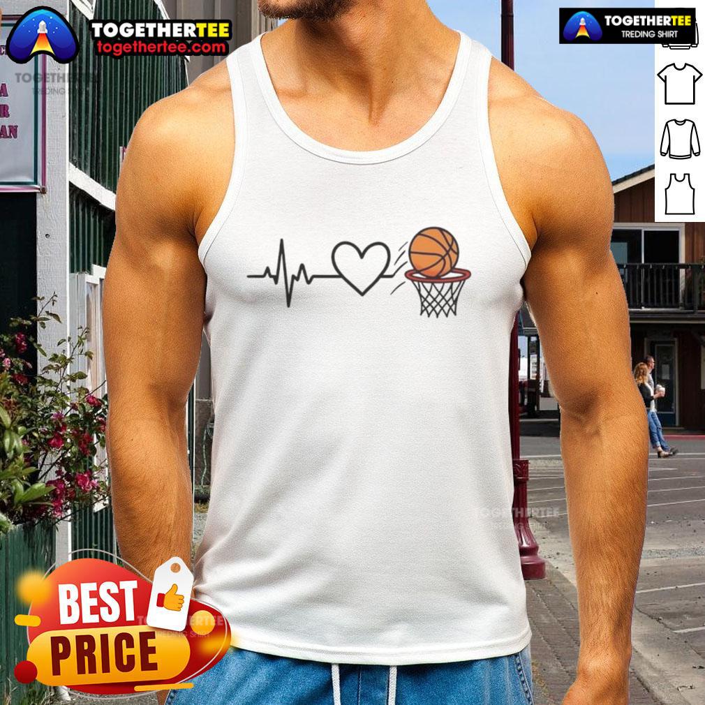 Happy Heart of the Basketball Tank Top featuring a vibrant graphic and comfortable fit for sports enthusiasts.