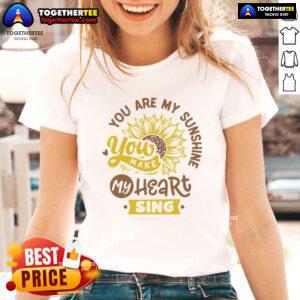 Happy You Are My Sunshine sunflower ladies tee featuring a vibrant sunflower design on a soft fabric.