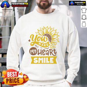 Happy You Make My Heart Smile Sunflower Sweatshirt featuring vibrant sunflower design on a cozy fabric.