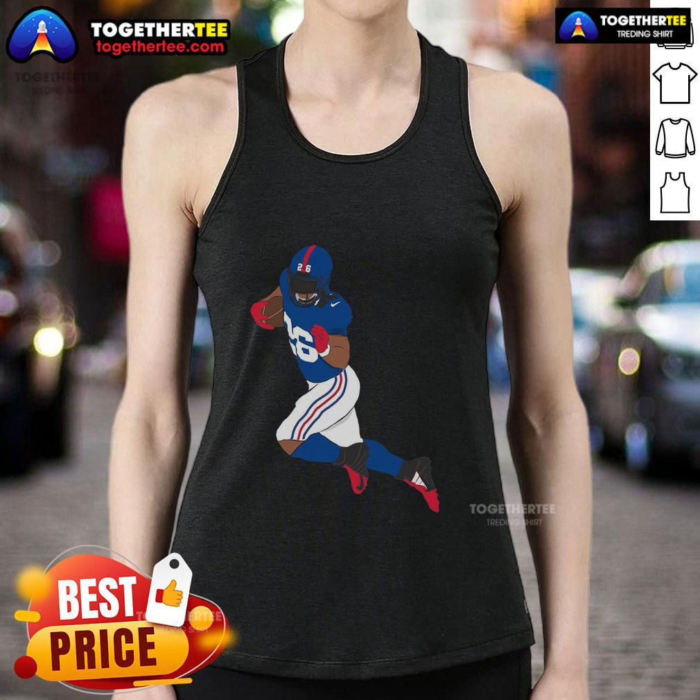 Saquon Barkley wearing a stylish tank top, showcasing his athleticism as the hot New York football running back.