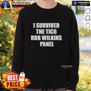 Nice I Survived The Tic6 Rob Wilkins Panel Sweatshirt for fans of the Tic6 event, showcasing unique design and comfort.