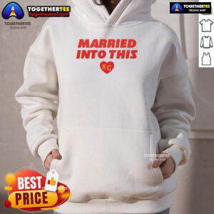 Cozy Kansas City hoodie featuring 'Nice Married Into This' design, perfect for fans of KC pride and stylish comfort.