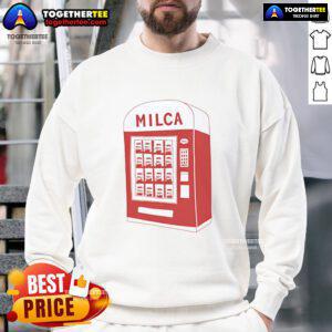 Nice Milca Vintage Vending Machine Sweatshirt, featuring a retro design and vibrant colors, perfect for casual wear.